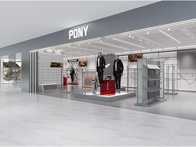 PONY Clothing Store Modern Interior With Mannequins And Fashion Display Racks 3d model