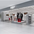 PONY Clothing Store Modern Interior With Mannequins And Fashion Display Racks