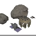 Space Exploration Equipment With Rock Samples Detector Solar Panels And Circular Module 3d model