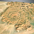 Natural Garden Landscape With Circular Structure Mountainous Terrain Sandy Areas And Green Patches