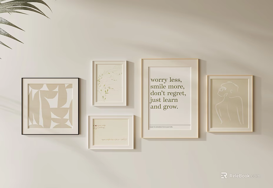 Minimalist Wall Art Featuring Framed Prints Geometric Patterns Typography And Botanical Design 3d model