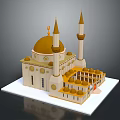Ancient Islamic Architectural Masterpiece With Golden Dome Minarets And Intricate Decorative Elements