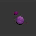 Purple Planets With Rings And Small Blue Celestial Body In Space Background