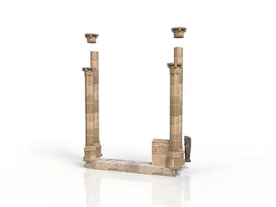 Classical Architectural Structure Featuring Brown Stone Columns With Capitals And L Shaped Pedestals 3d model