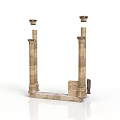 Classical Architectural Structure Featuring Brown Stone Columns With Capitals And L Shaped Pedestals