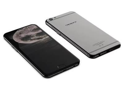 OPPO Smartphone Design Featuring Black And Silver Color Options With Slim Body 3d model