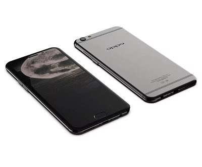 OPPO Smartphone Design Featuring Black And Silver Color Options With Slim Body 3d model