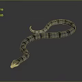 Long Black and White Striped Curved Snake on Gray Surface 3d model