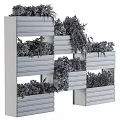 Wooden Vertical Garden Planter Structure With Multiple Boxes And Lush Green Plants 3d model