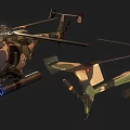 Sleek Military Helicopter Featuring Rotors Blue Lights And Weapon Systems