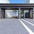 Modern Building Exterior Entrance Design With Glass Structure Metal Gate And Driveway