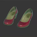 Red Leather Block Heel Shoes Classic Elegant Women’s Fashion Footwear Design
