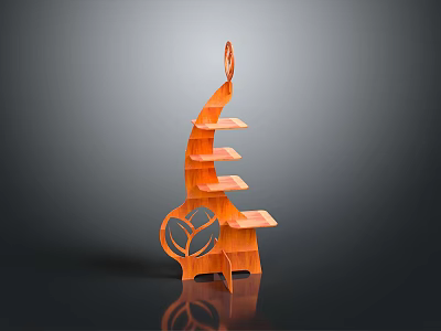 Unique Wooden Shelf With Leaf Design And Multiple Layers For Home Decor 3d model
