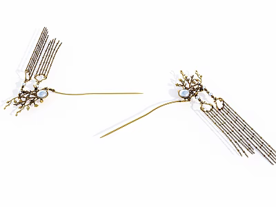 Elegant Gold Metal Chandelier With Branch Tassel Design For Modern Interior Decor 3d model