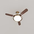 Modern Interior Ceiling Chandelier With Brown Fan Blades And White Round Lampshade Design