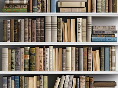 Multi Layered Bookshelf Filled with Various Books of Different Sizes and Colors 3d model
