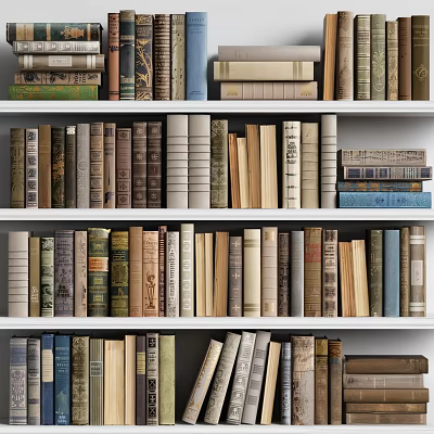 Multi Layered Bookshelf Filled with Various Books of Different Sizes and Colors 3d model