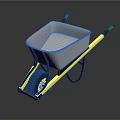 Sturdy Metal Wheelbarrow With Yellow Handles And Black Wheel For Garden Use