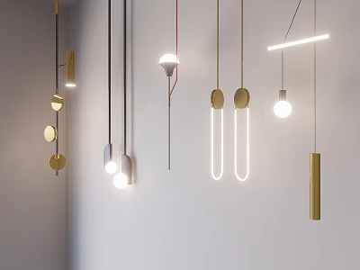 Modern Pendant Lights With Geometric Shapes Metal Accents And Warm Glow 3d model