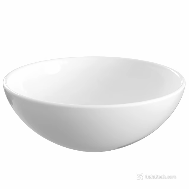 Elegant White Ceramic Bowl Shaped Washbasin For Modern Bathroom Countertop Design 3d model 