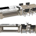Modern Dining Table and Chair Combination Bar Dining Table and Chair Induction Cooker Dining Chair Middle Island Operating Table 3d model
