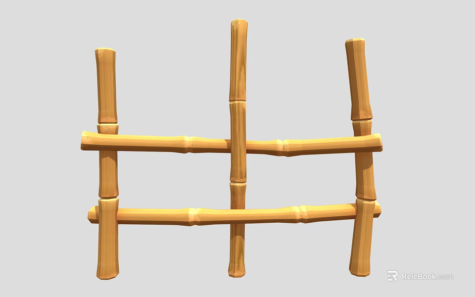 Rustic Bamboo Fence With Simple Crossed Slats Design For Garden Decoration 3d model 