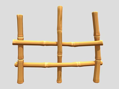 Rustic Bamboo Fence With Simple Crossed Slats Design For Garden Decoration 3d model