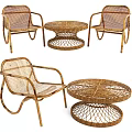 Outdoor Rattan Table with Matching Chairs for Patio Garden Outdoor Space
