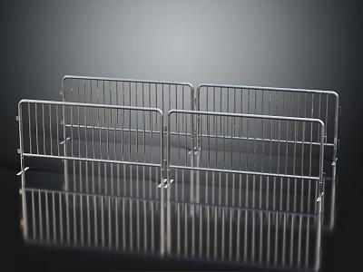 Stainless Steel Portable Security Barriers With Metallic Frame And Reflective Surface 3d model