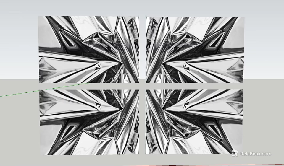 Black and White Modern Abstract Symmetric Geometric Pattern Wall Art Decor 3d model 