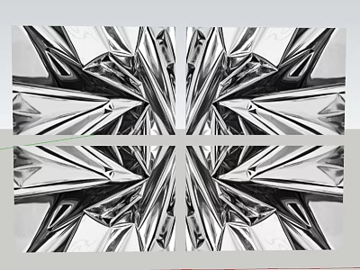 Black and White Modern Abstract Symmetric Geometric Pattern Wall Art Decor 3d model