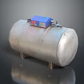 Silver Cylindrical Industrial Storage Tank With Blue Control Unit And Metal Legs