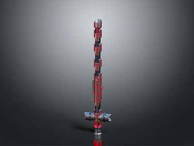 Modern Sci Fi Weapon With Red And Black Mechanical Structure Details 3d model