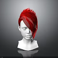 White Head Mannequin Showcasing Vibrant Red Short Layered Hair Wig Style