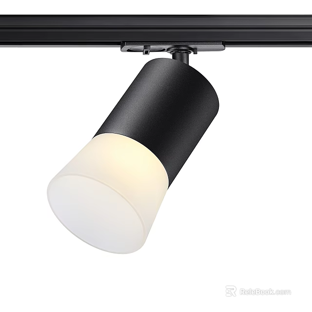 Modern Track Mounted Black Downlight Spotlight With White Shade Illuminated Ceiling Light 3d model