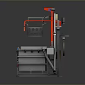 Industrial Processing Equipment With Metal Frame Red Mechanical Parts And Square Tanks