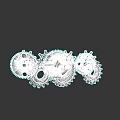 Various Colored Metal Gears in Different Sizes Arranged Together on Dark Background