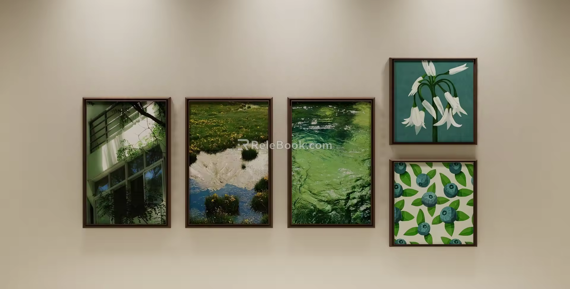 Cream Nordic Hanging Picture Combination 3d model