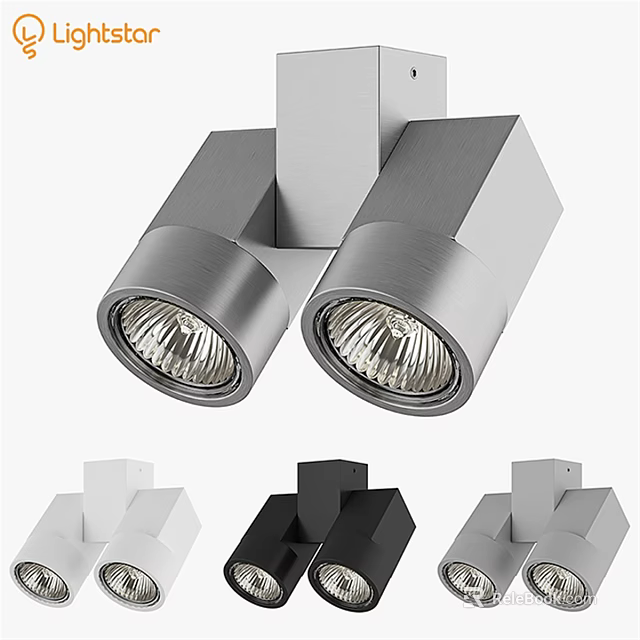 Modern Twin Head Ceiling Light With Multiple Color Options And Sleek Metal Design 3d model 