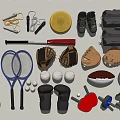 Essential Sports Equipment Collection With Basketballs Footballs Tennis Rackets And Training Gear