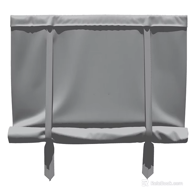 Soft Gray Window Curtains With Tie Backs And Smooth Fabric Texture 3d model