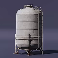 Public Facility Cylindrical Concrete Water Tank With Metal Ladder And Support Legs