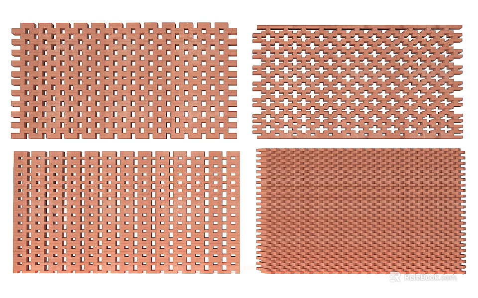 Copper Metal Room Dividers With Various Grid Patterns For Interior Design 3d model