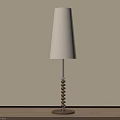 Modern Floor Lamp With Beige Conical Fabric Lampshade And Wooden Beaded Pole Design