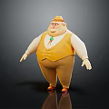 Chubby 3D Cartoon Character With Hat Green Pendant Yellow Vest Brown Pants Red Shoes