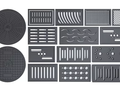 Road Infrastructure Drainage Covers And Gratings With Various Patterns And Shapes 3d model