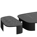 Modern Coffee Table Set of Two with Black Textured Surface and Sleek Lines