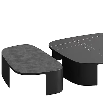 Modern Coffee Table Set of Two with Black Textured Surface and Sleek Lines 3d model