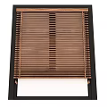 Brown Wooden Window Blinds With Slats In Black Frame Design 3d model