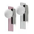 Modern Wall Lamps With White Spherical Shades And Pink Silver Striped Frames